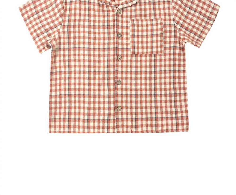 NEW RYLEE + CRU kid's lapel collar shirt in poppy gingham